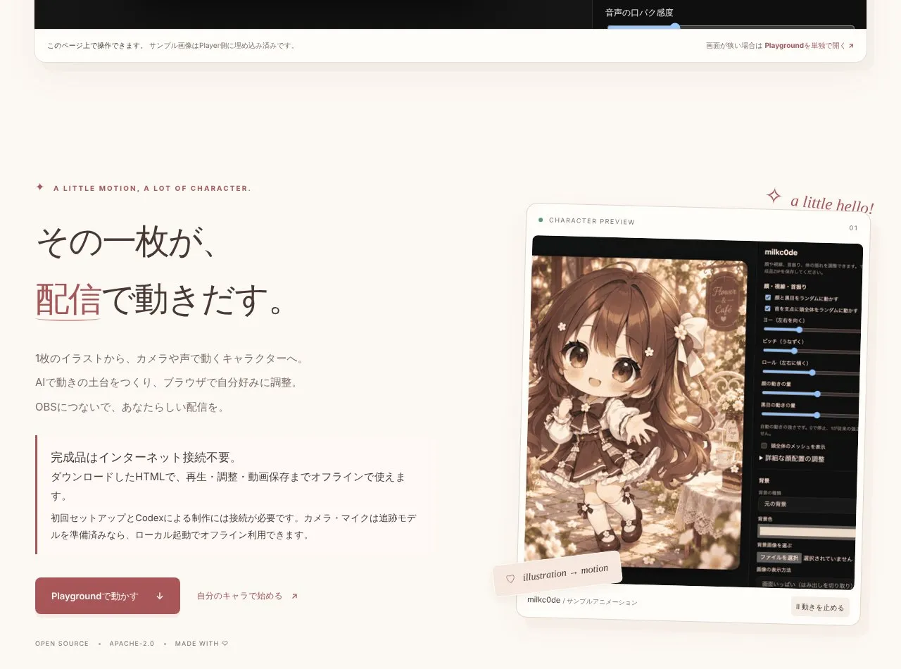 できること・OBS連携・はじめかたの紹介部分